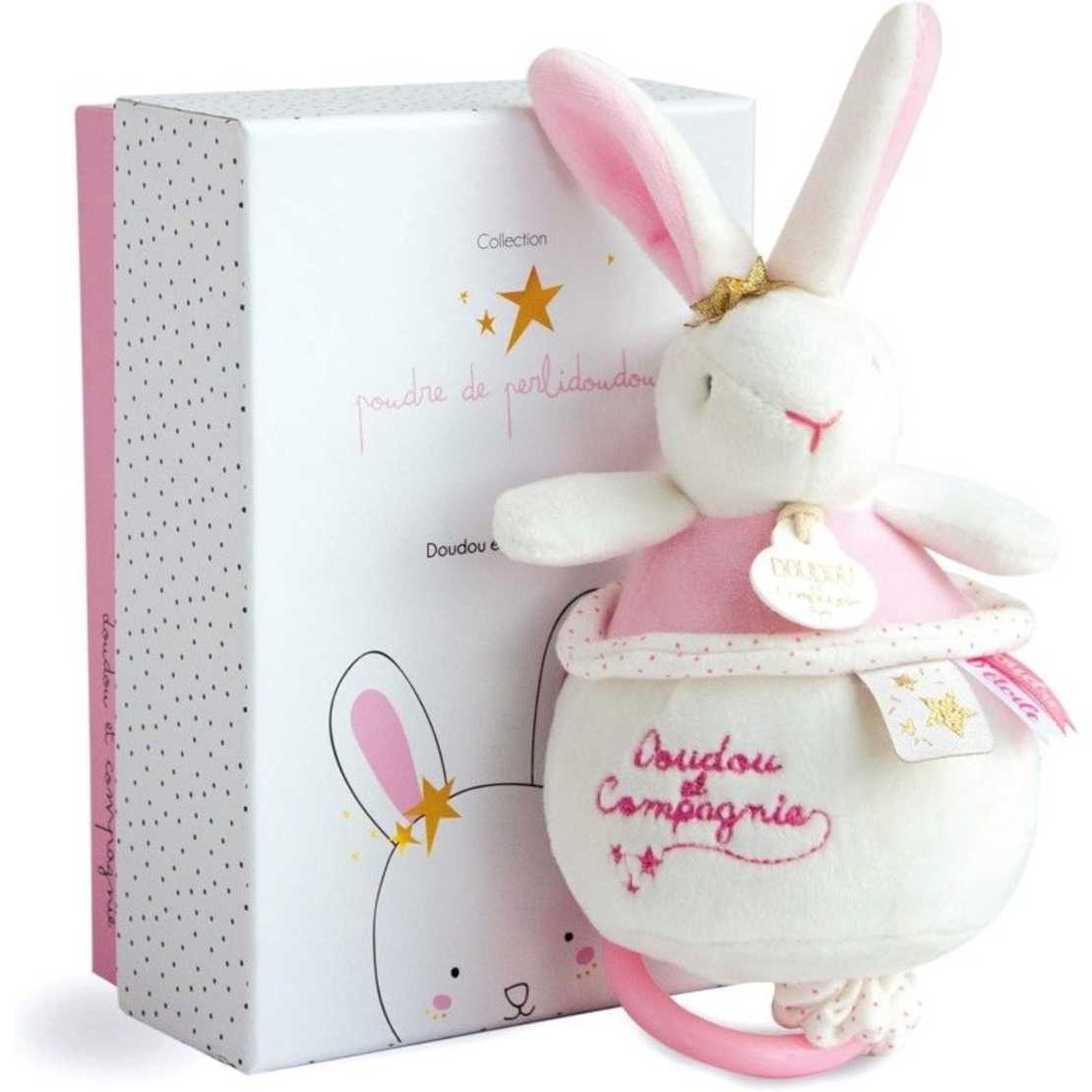 Плюшена играчка Doudou Lapin Etoile музикален заек 13 см, DC3519