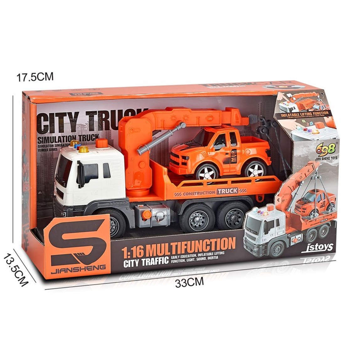 Детски камион паяк Raya Toys Truck Car с музика и светлини, 1:16