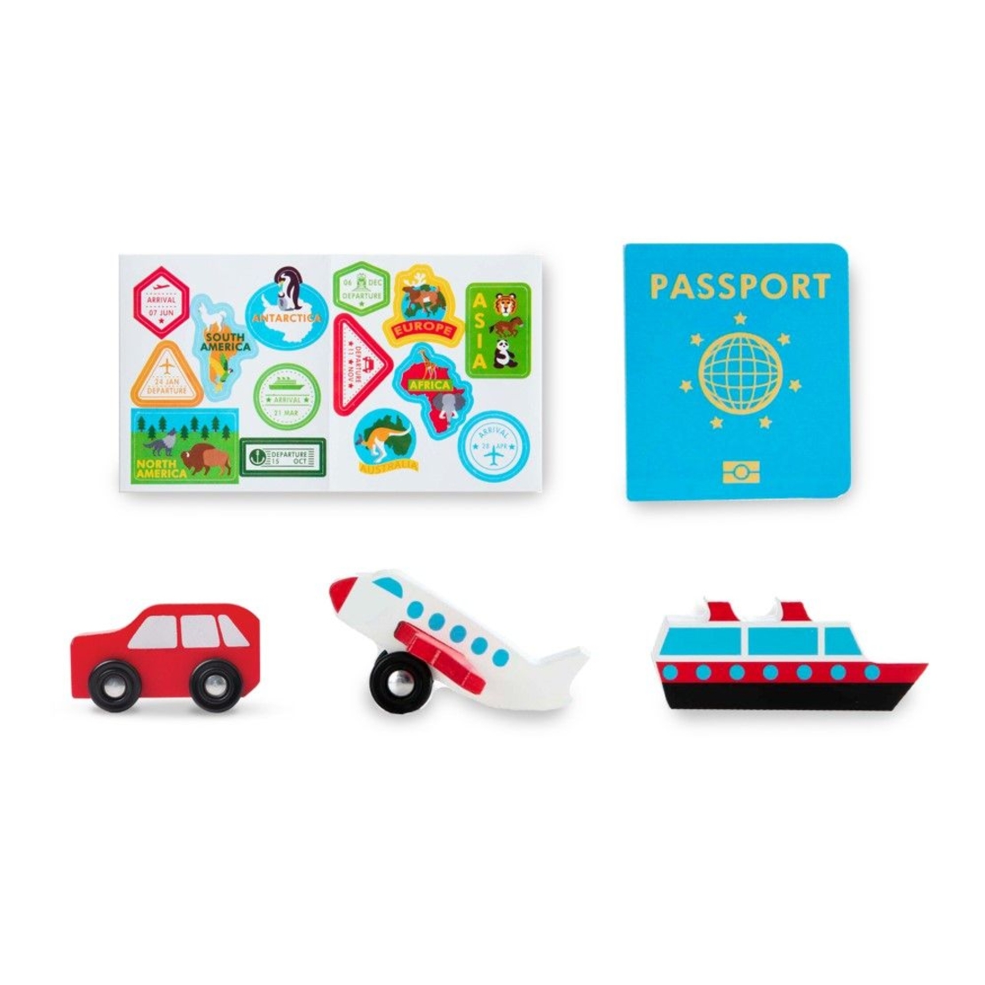 Килимче за игра с дървени превозни средства Melissa and Doug Пътуване по света 15194
