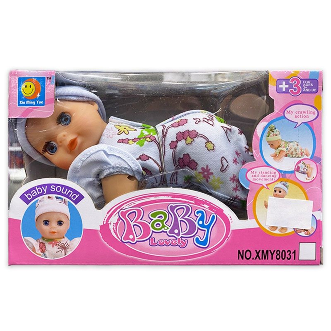 Кукла бебе Raya Toys Пълзящо, със звуци