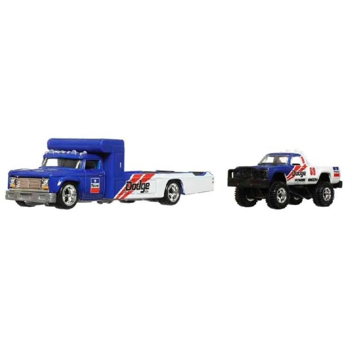 Комплект детска кола и влекач Mattel Hot Wheels `80 Dodge Macho Power Wagon & Retro Rig