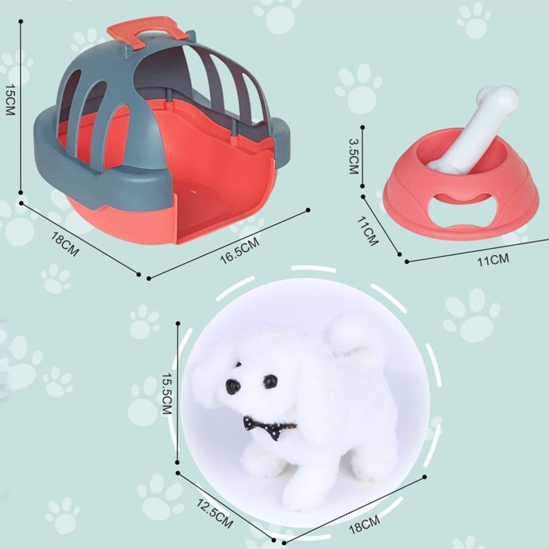 Интерактивна играчка Raya Toys Куче с аксесоари, Бяло