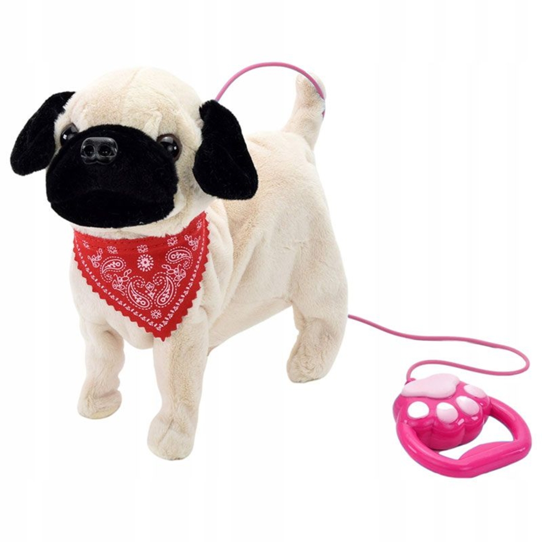 Интерактивна играчка ходещо лаещо куче с каишка Raya Toys Мопс, с музика