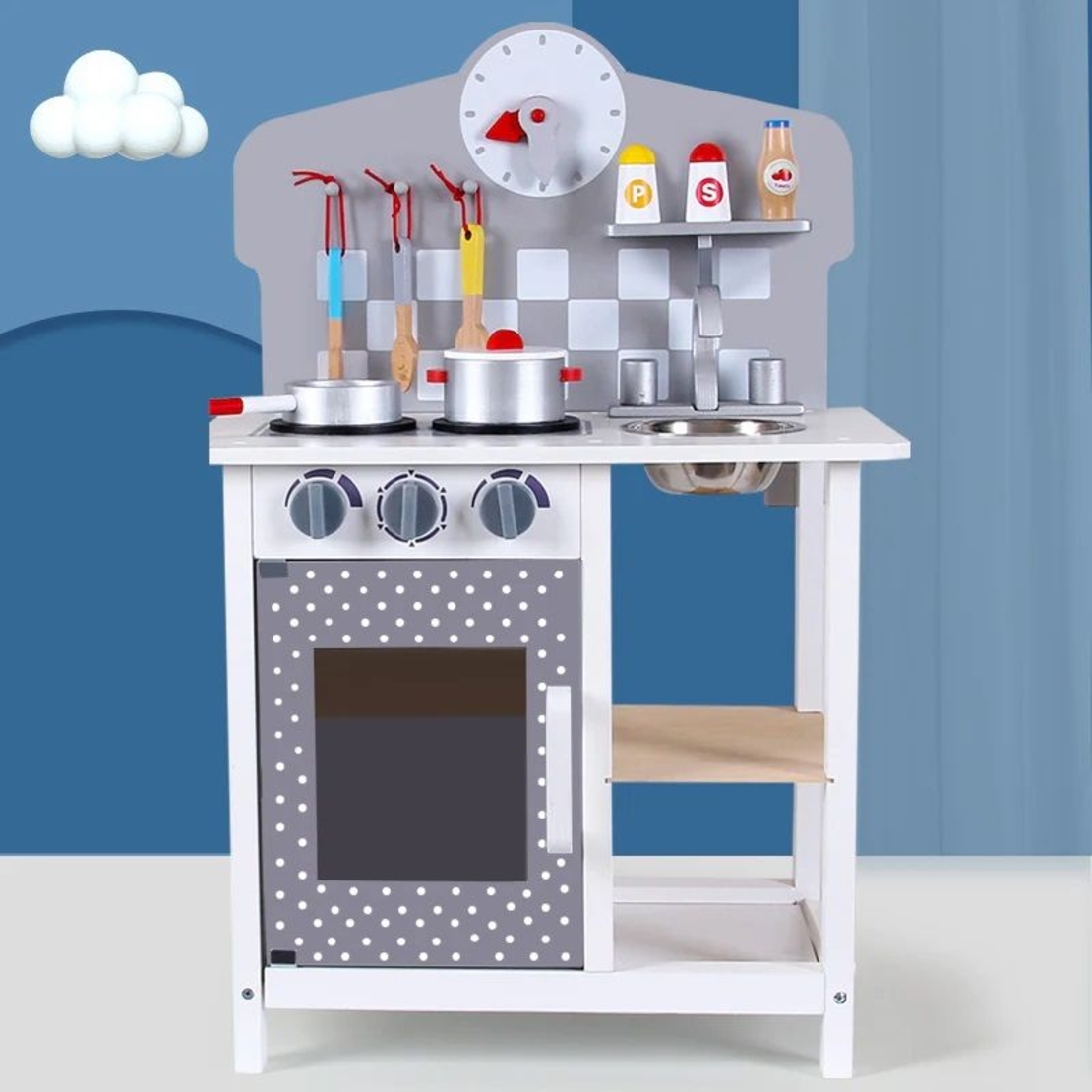 Дървена детска кухня Raya Toys Сив