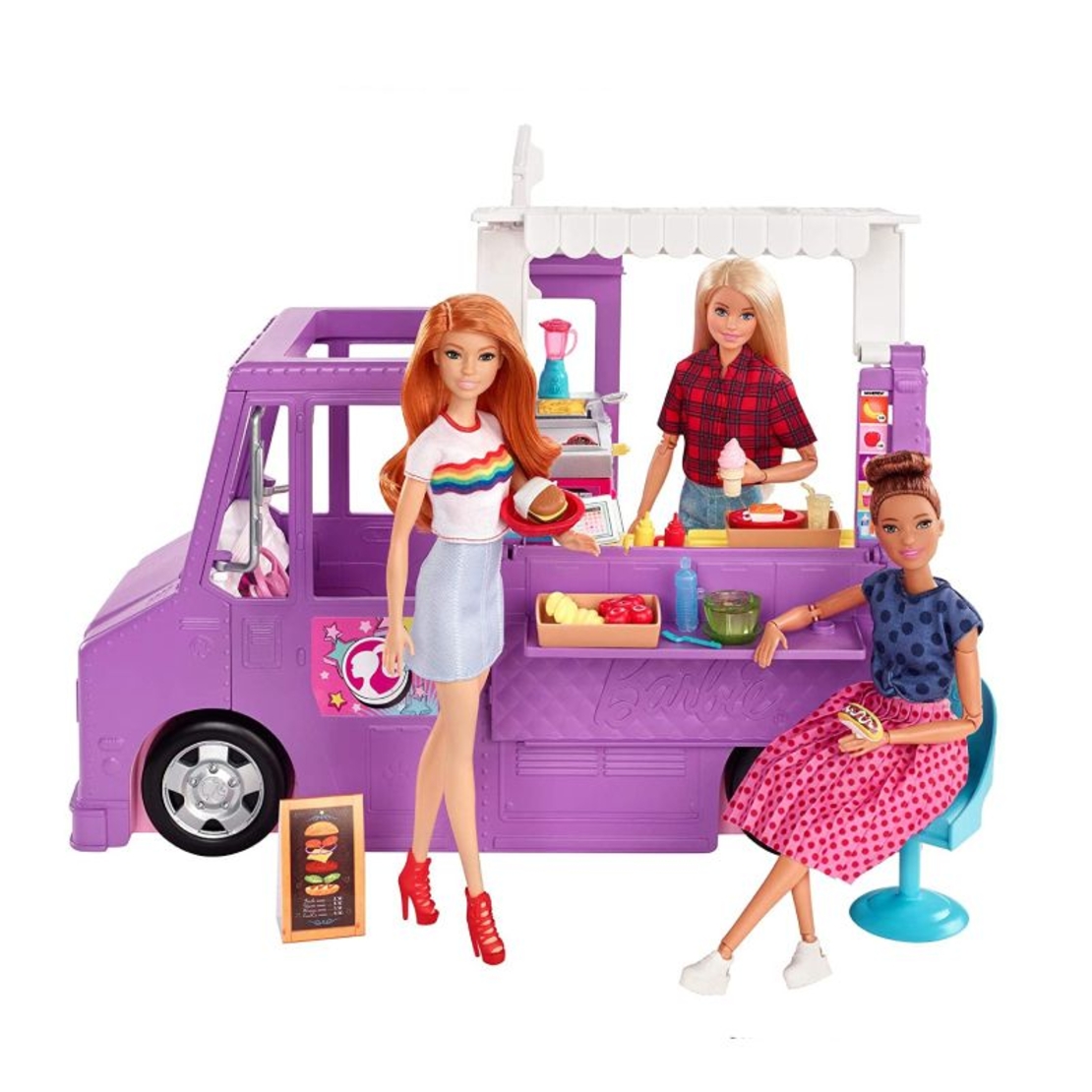 Игрален комплект Mattel Barbie Камион за приготвяне на храна, с 30+ аксесоара