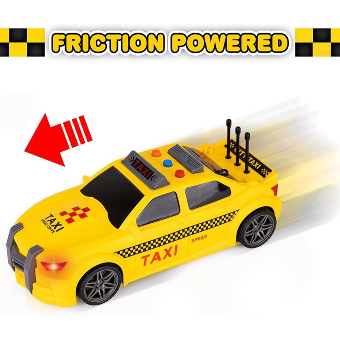 Детска кола за игра Raya Toys Такси с музика и светлини, Жълт, 1:16