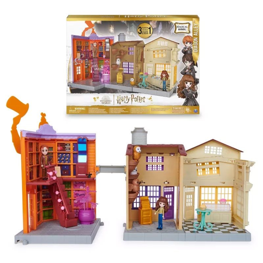 Игрален комплект 3в1 Spin Master Harry Potter Wizarding World Magical Minis Diagon Alley, със звуци и светлини
