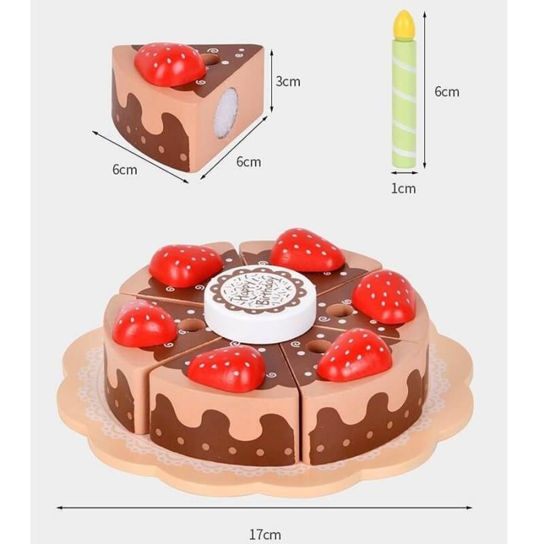 Дървена торта Raya Toys Happy Birthday Шоколад
