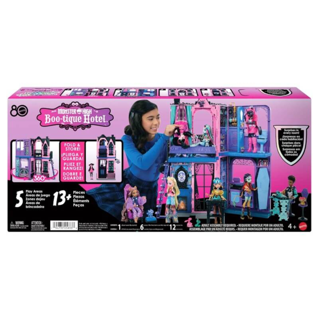 Къща за кукли Mattel Monster High Boo-tique Hotel с 13 аксесоара, JBF16