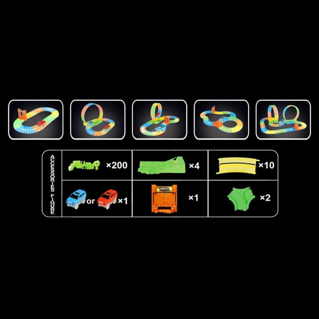 Писта Raya Toys Neon Glow трансформираща, със светеща кола