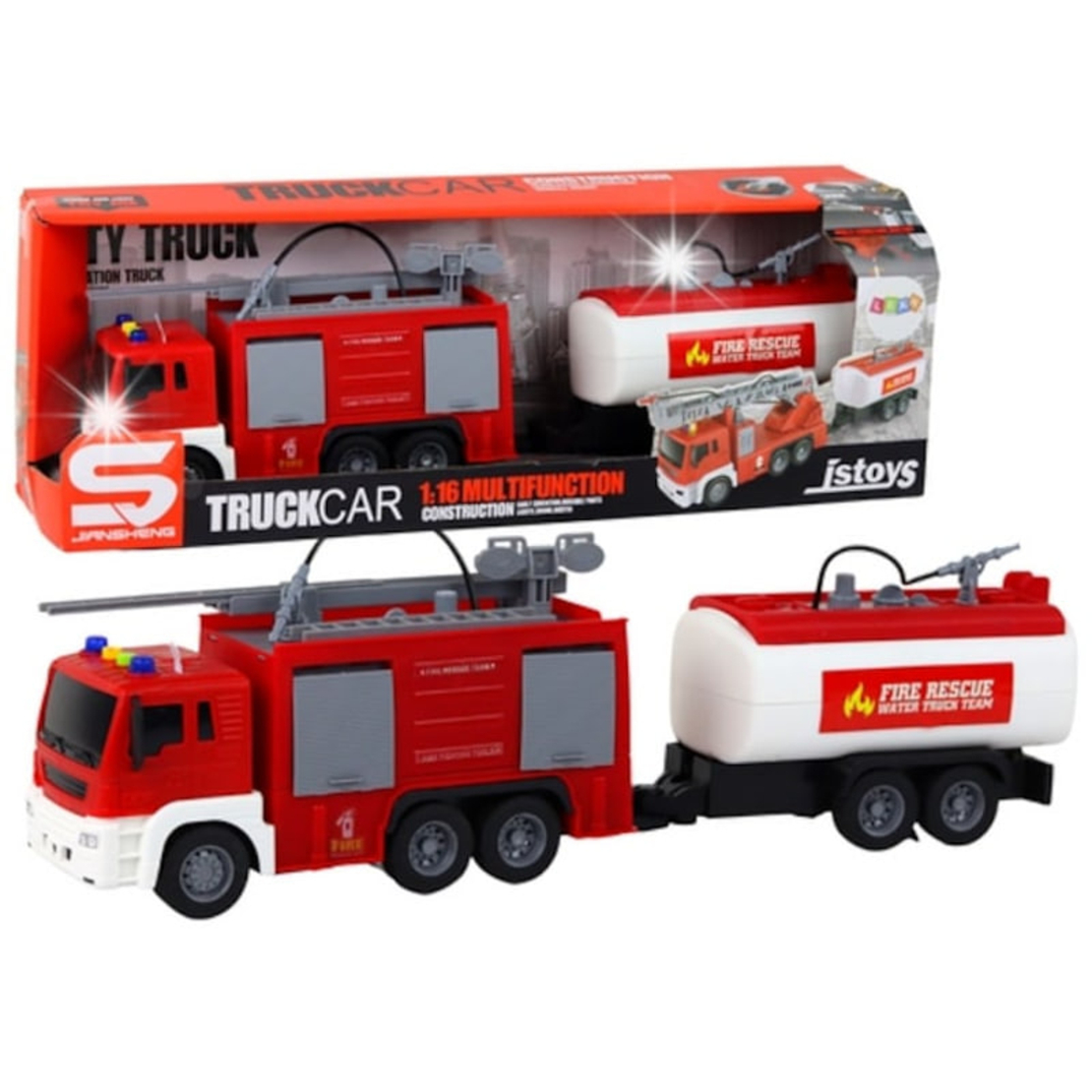 Пожарна кола с цистерна Raya Toys Truck Car, с музика и светлини, 1:16