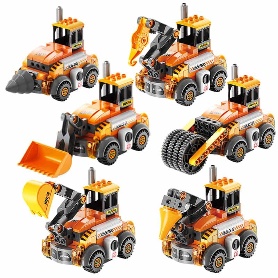 Конструктор 6в1 Feelo Construction Vehicles, 141 ч.