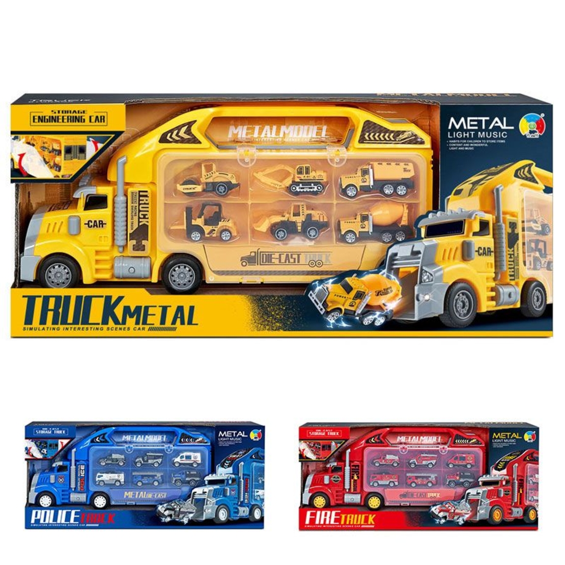 Писта Raya Toys Метален автовоз с 6 коли, с музика и светлини