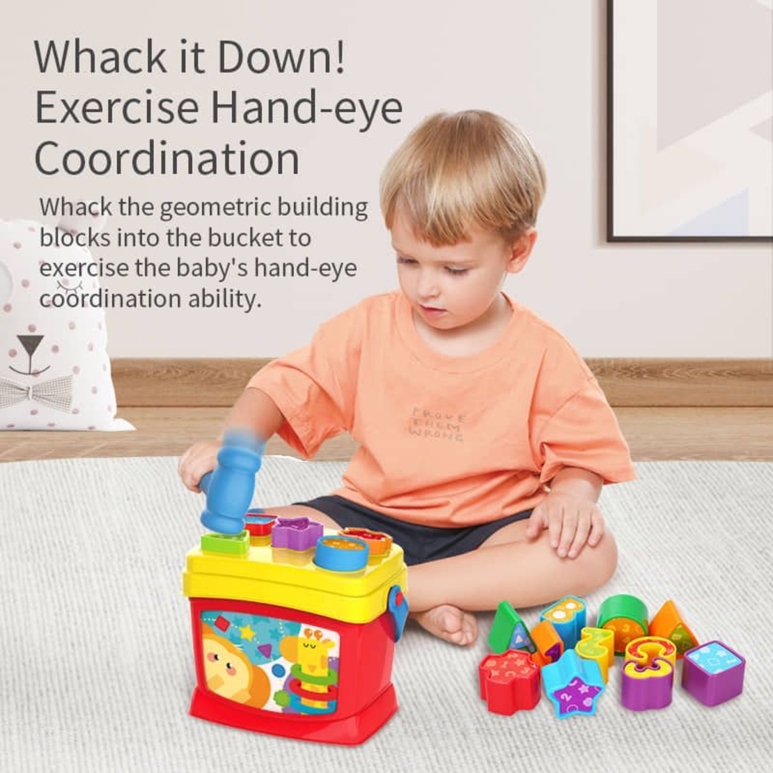 Комплект рингове и форми за сортиране Raya Toys Five Stars, с чукче