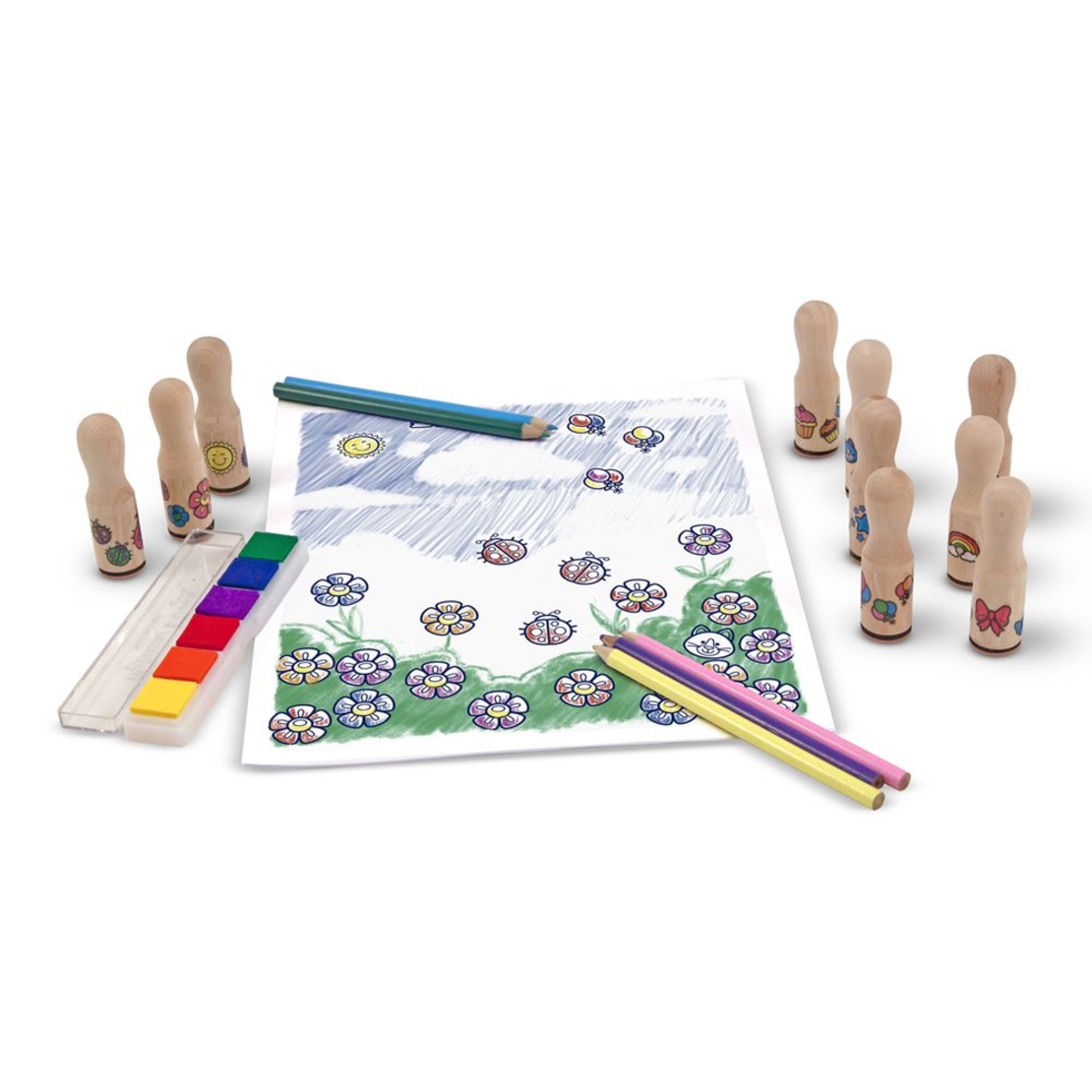 Дървени печати Melissa&Doug щастливи дръжки 12306