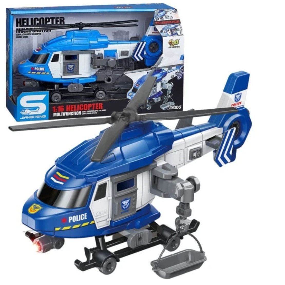 Детска играчка полицейски хеликоптер Raya Toys, със звук и светлина, 1:16