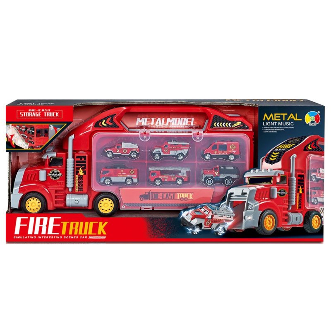 Писта Raya Toys Метален автовоз с 6 коли, с музика и светлини
