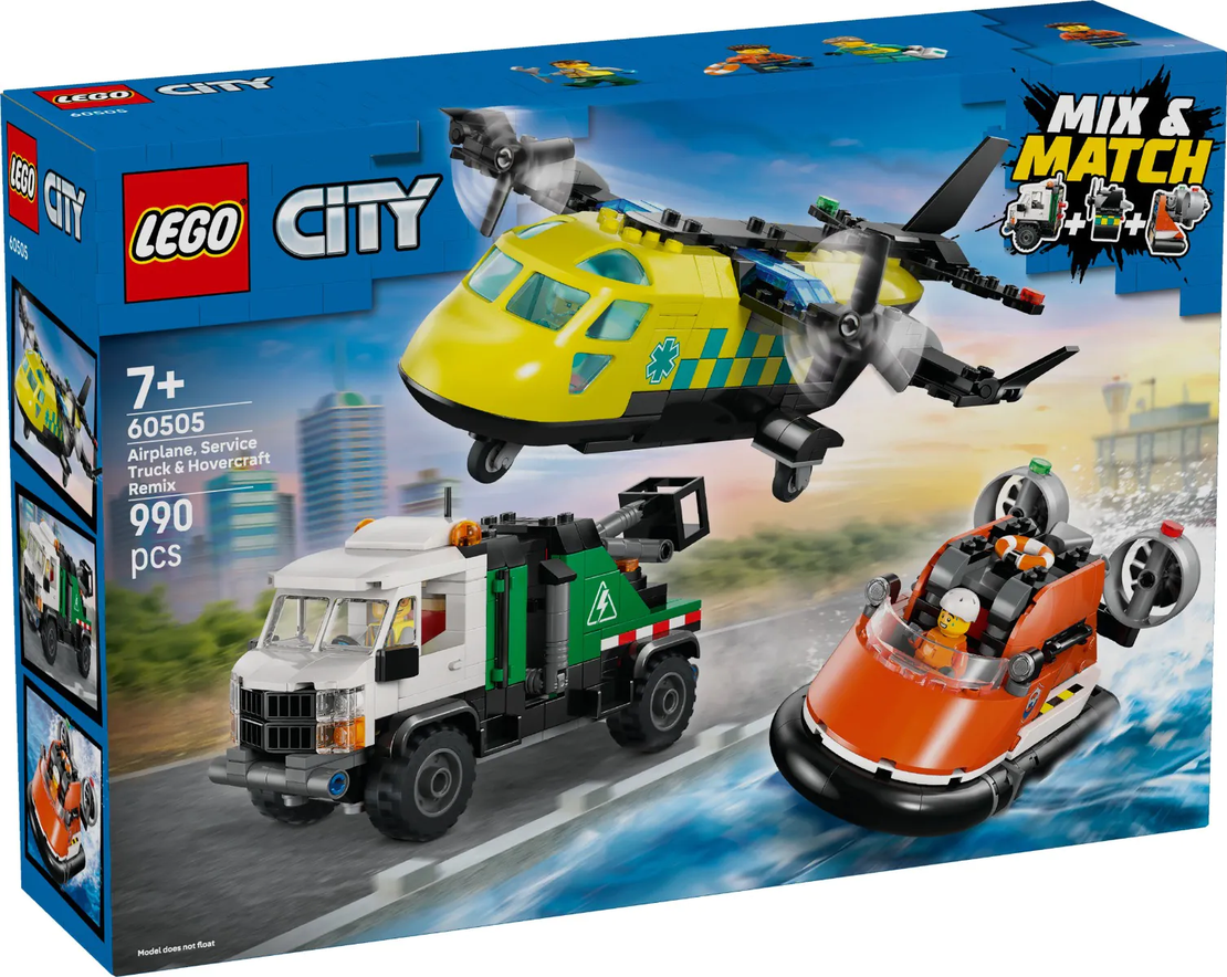 LEGO® City Самолет сервизен камион и лодка на въздушна възглавница ремикс 60505