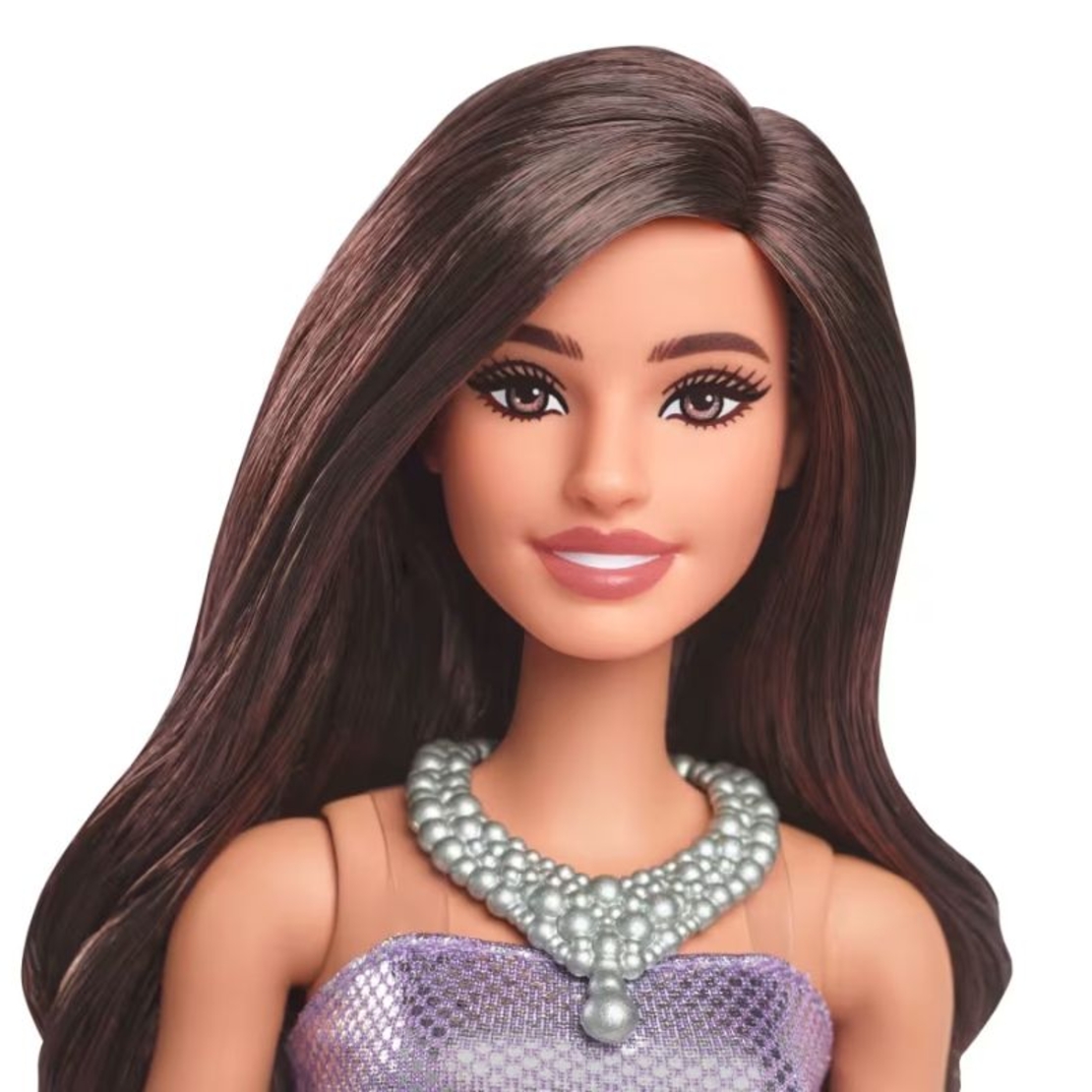 Кукла Mattel Barbie Fashionistas с кафява коса и блестяща лилава рокля