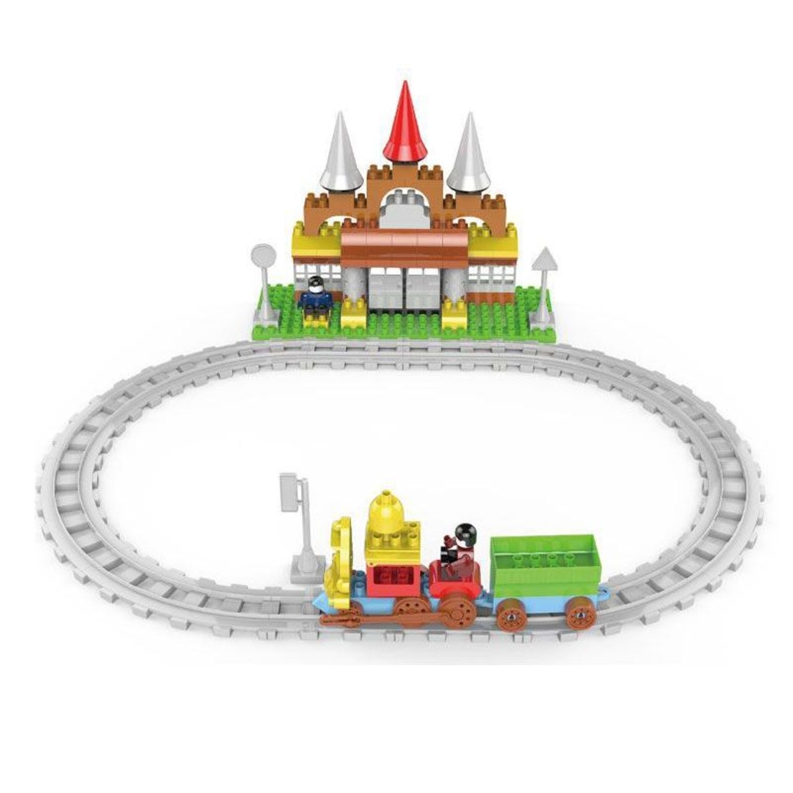 Raya Toys Конструктор влак с релси и замък, 109 части
