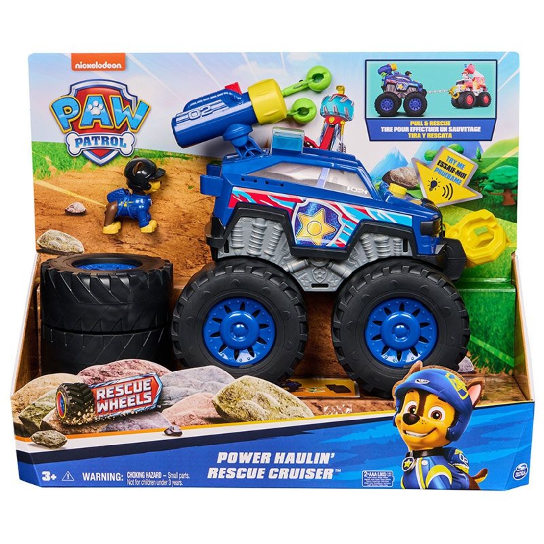 Игрален комплект Spin Master Paw Patrol Големият спасителен камион с фигурка на Чейс, със светлини и звуци