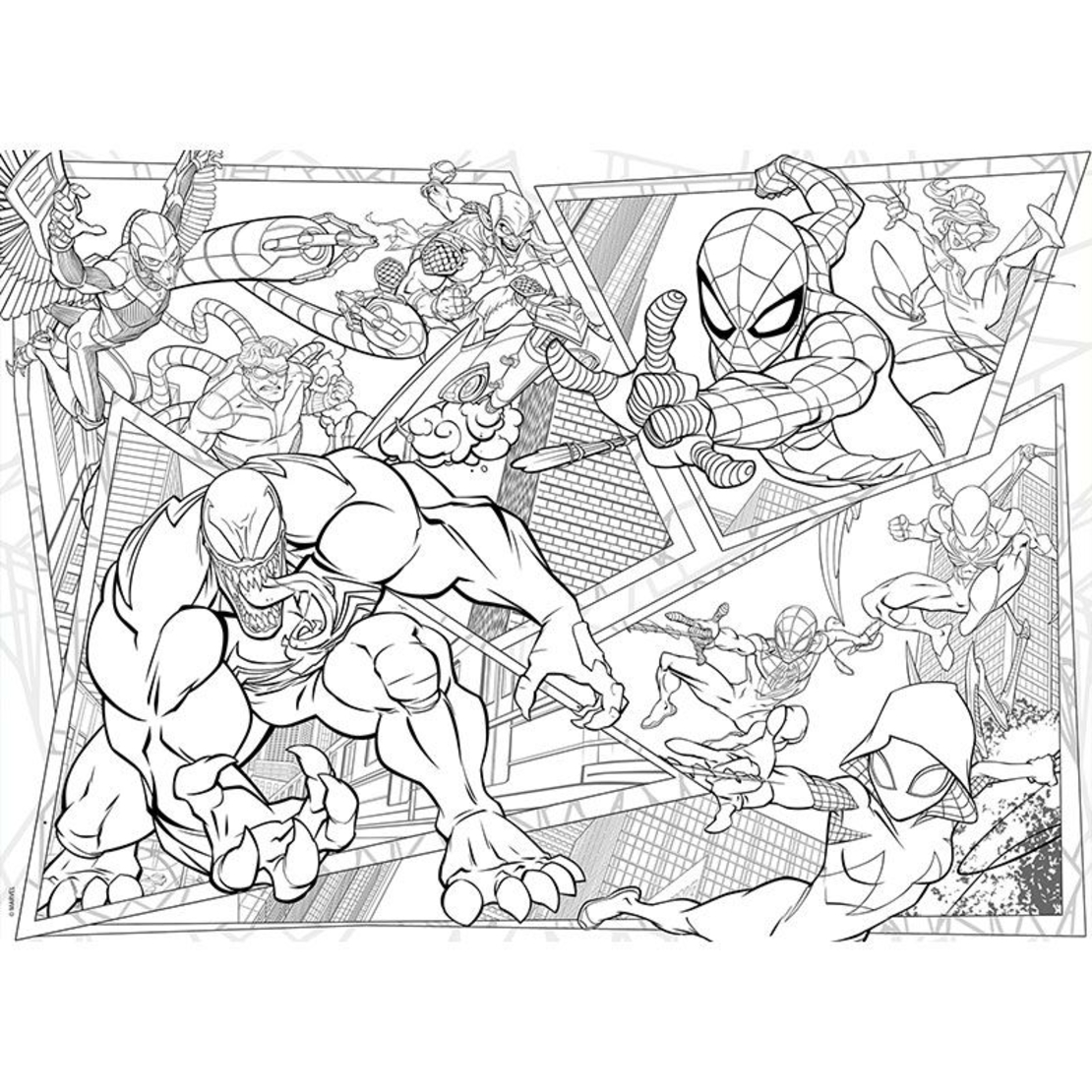 Детски пъзел Lisciani Marvel Spiderman, двулицев за оцветяване, Maxi Floor 150 части