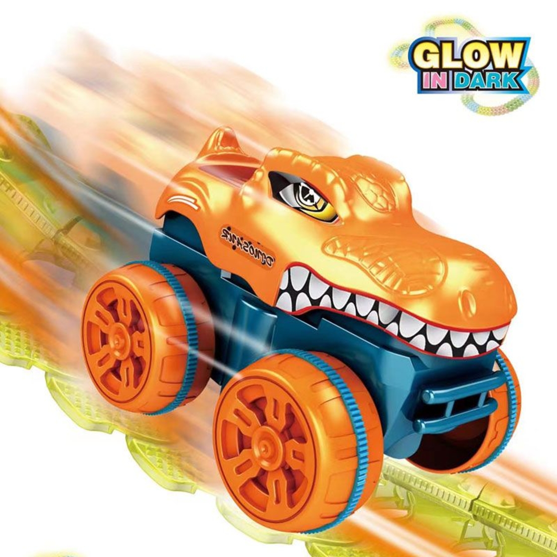 Детска писта с кола Raya Toys Гъвкава, свети в тъмното