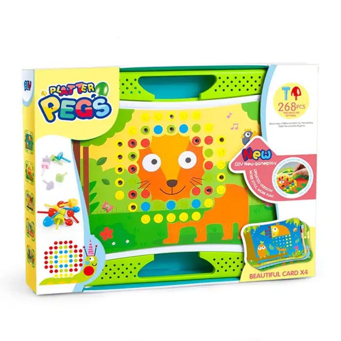 Детска мозайка с дъска Raya Toys с 4 шаблона, 268 части
