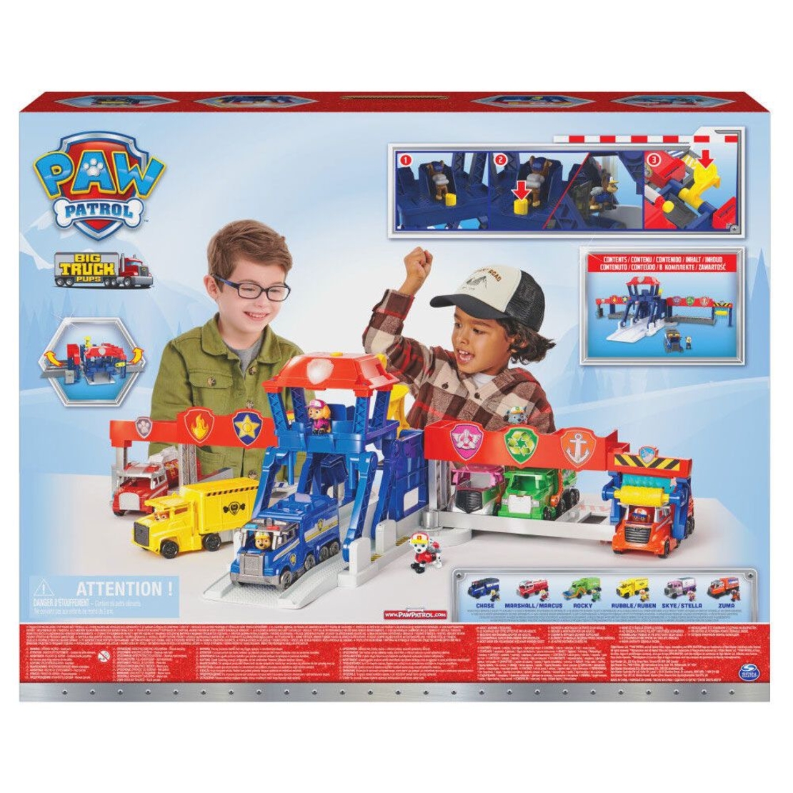 Игрален комплект Spin Master Paw Patrol Big Truck Pups с превозни средства и фигура, с музика и светлини