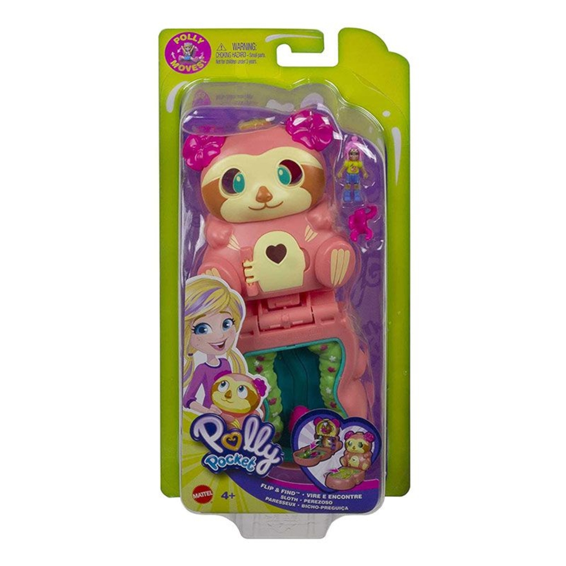 Комплект Mattel Polly Pocket Flip And Find Tropical Sloth GTM59