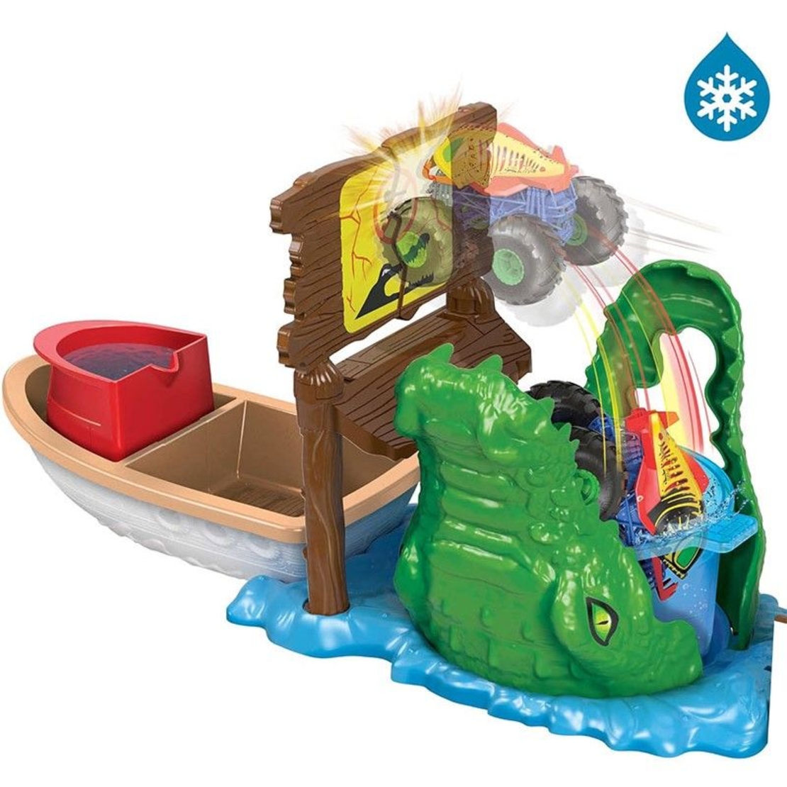 Писта Mattel Hot Wheels Monster Truck Swamp Chomp, с променящ си цвета бъги