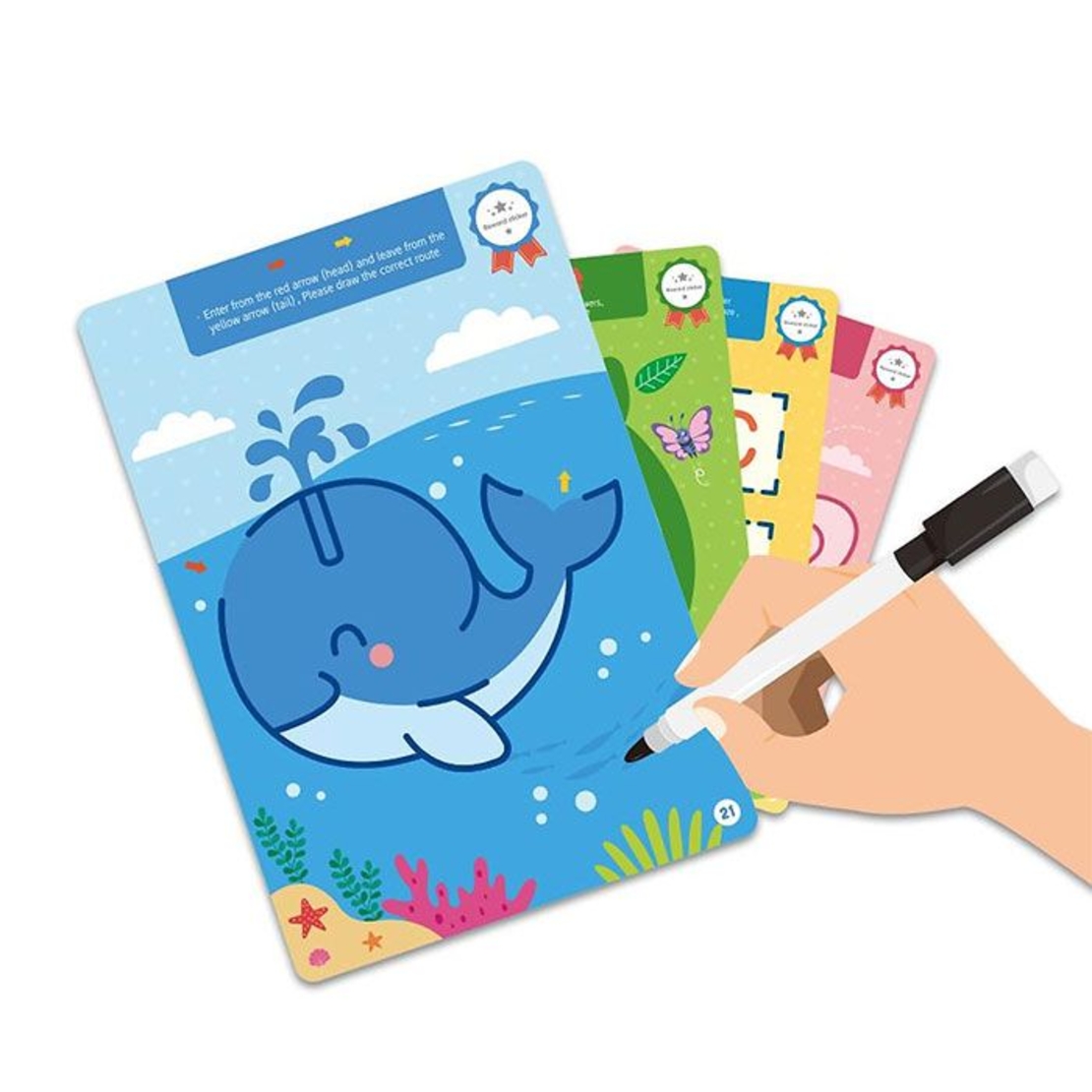 Образователни карти с маркер Raya Toys Learn and Practice Логика ниво 1, 25 броя