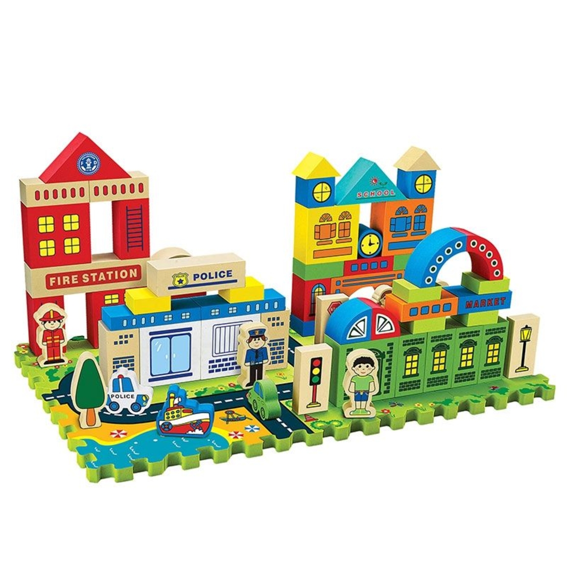 Raya Toys Конструктор Град, с меки части, плава във вода, 108 ч.