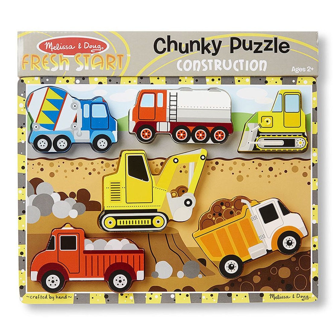 Дървен пъзел Melissa and Doug Строителни машини 6 части 13726