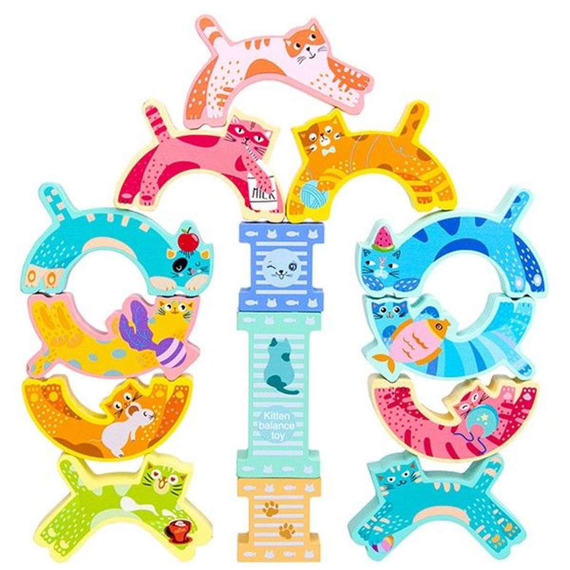 Дървена игра за баланс Raya Toys Котки