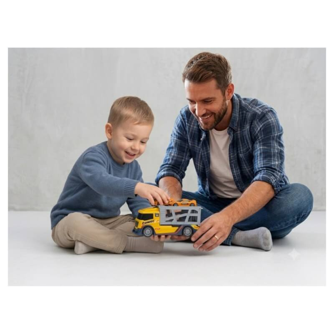Детски камион автовоз Raya Toys Жълт с количка