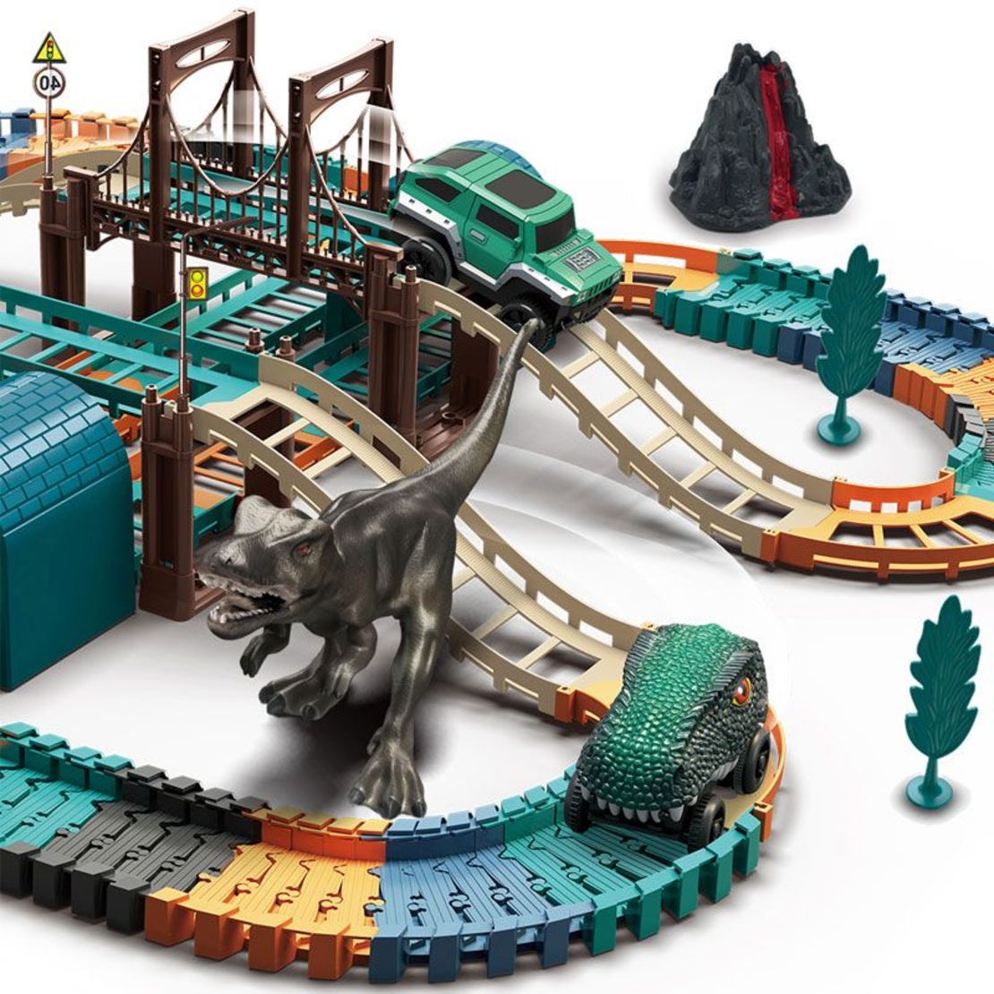 Писта Raya Toys Dino Track, 132 части, с 2 коли