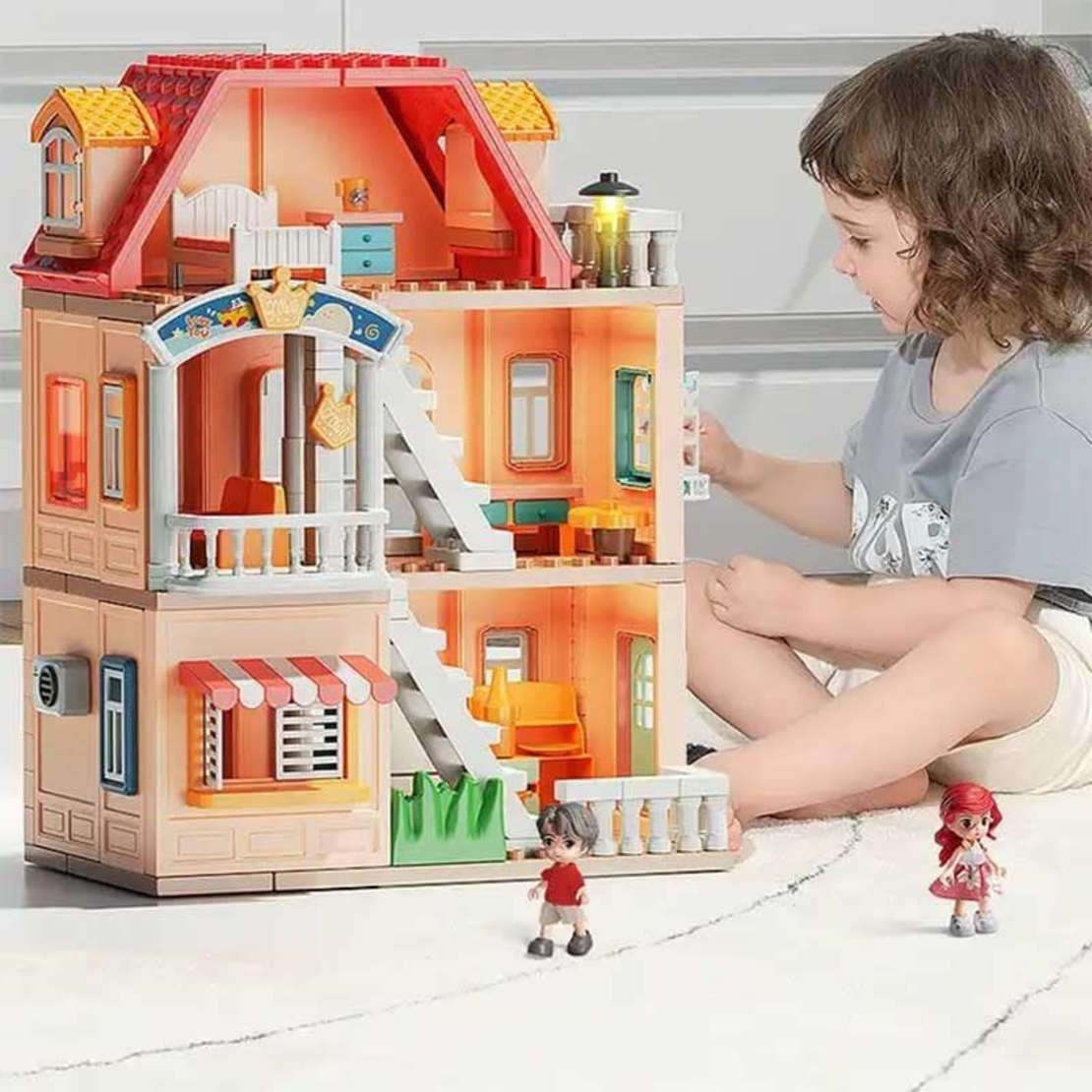 Kонструктор Feelo Къща за кукли на 3 етажа, 186 ч.