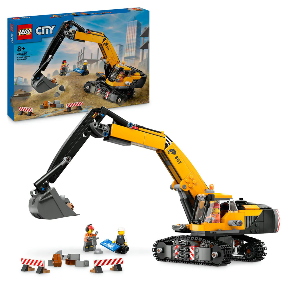 LEGO® City Жълт строителен екскаватор 60420
