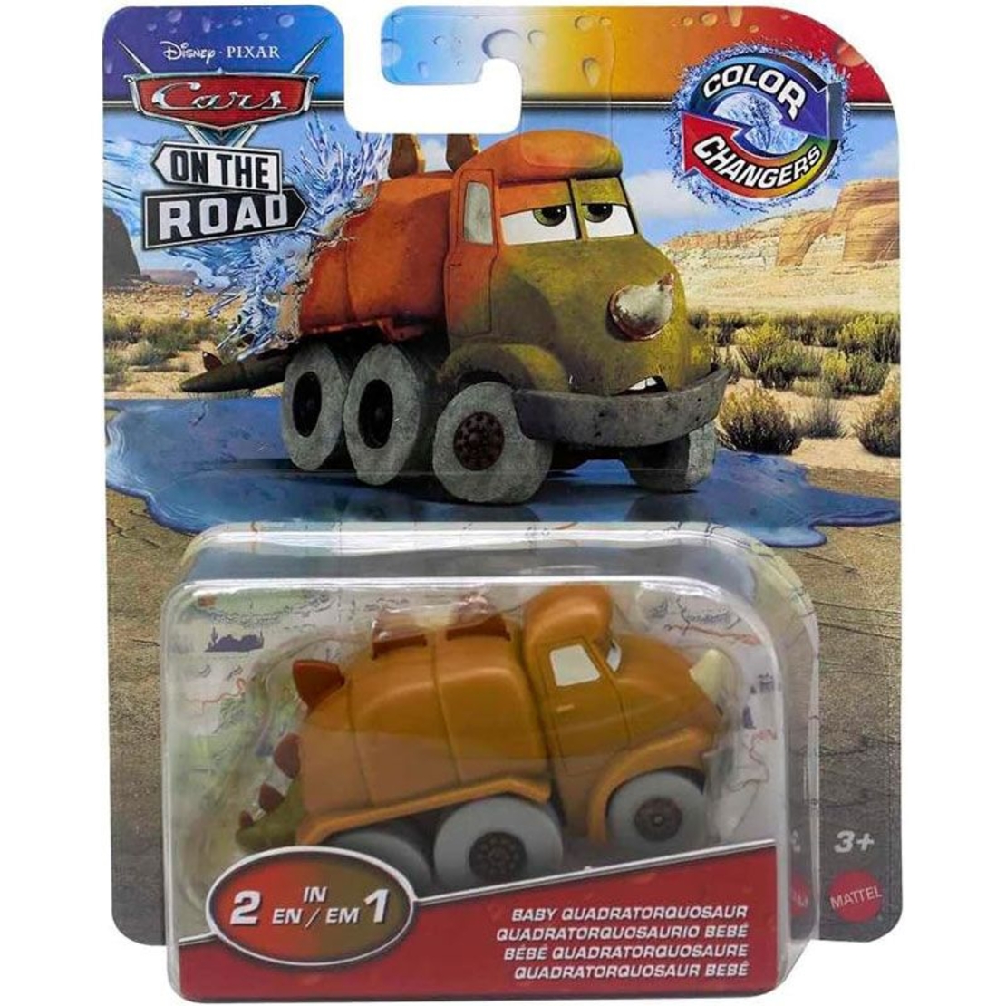 Детска количка за игра Mattel Cars 2 в 1 с променящ цвят Baby Quadratorquosaur