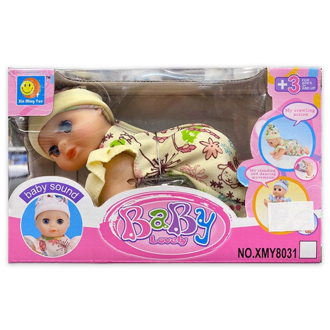 Кукла бебе Raya Toys Пълзящо, със звуци