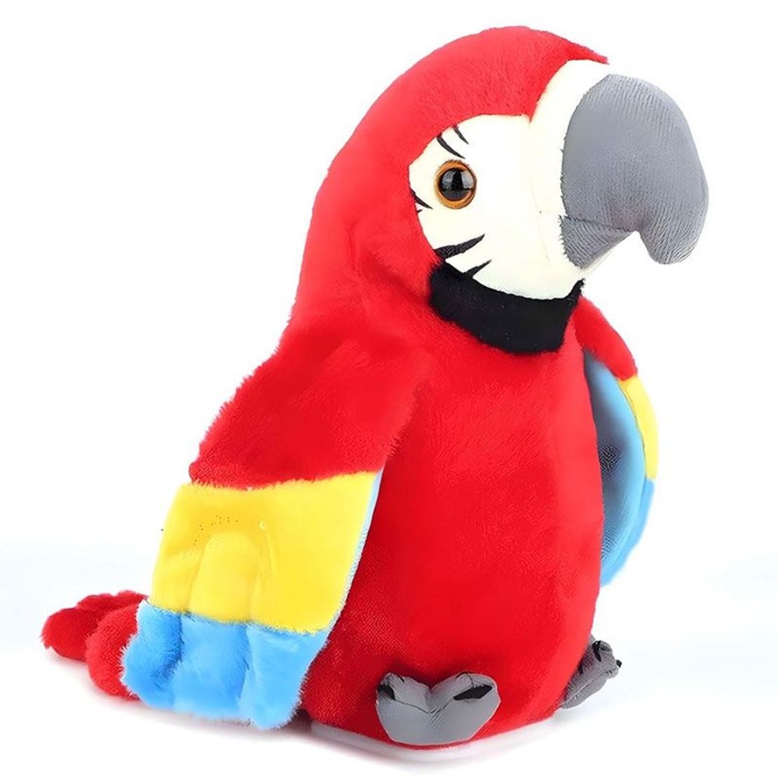 Интерактивна плюшена играчка Raya Toys Ходещ папагал, повтаря думи, 17.5 см