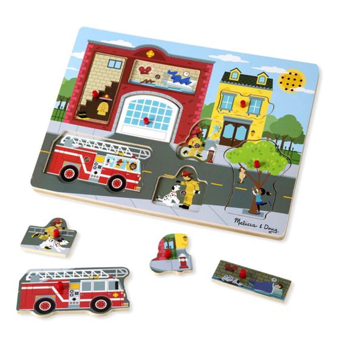 Дървен пъзел Melissa and Doug Пожарна със звуци 10736