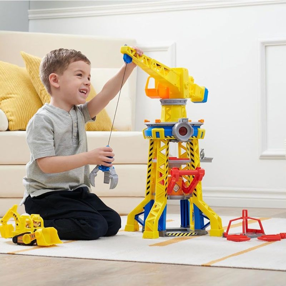 Игрален комплект Spin Master Paw Patrol Rubble and Crew Строителна кула с кран, със светлини, звуци и музика