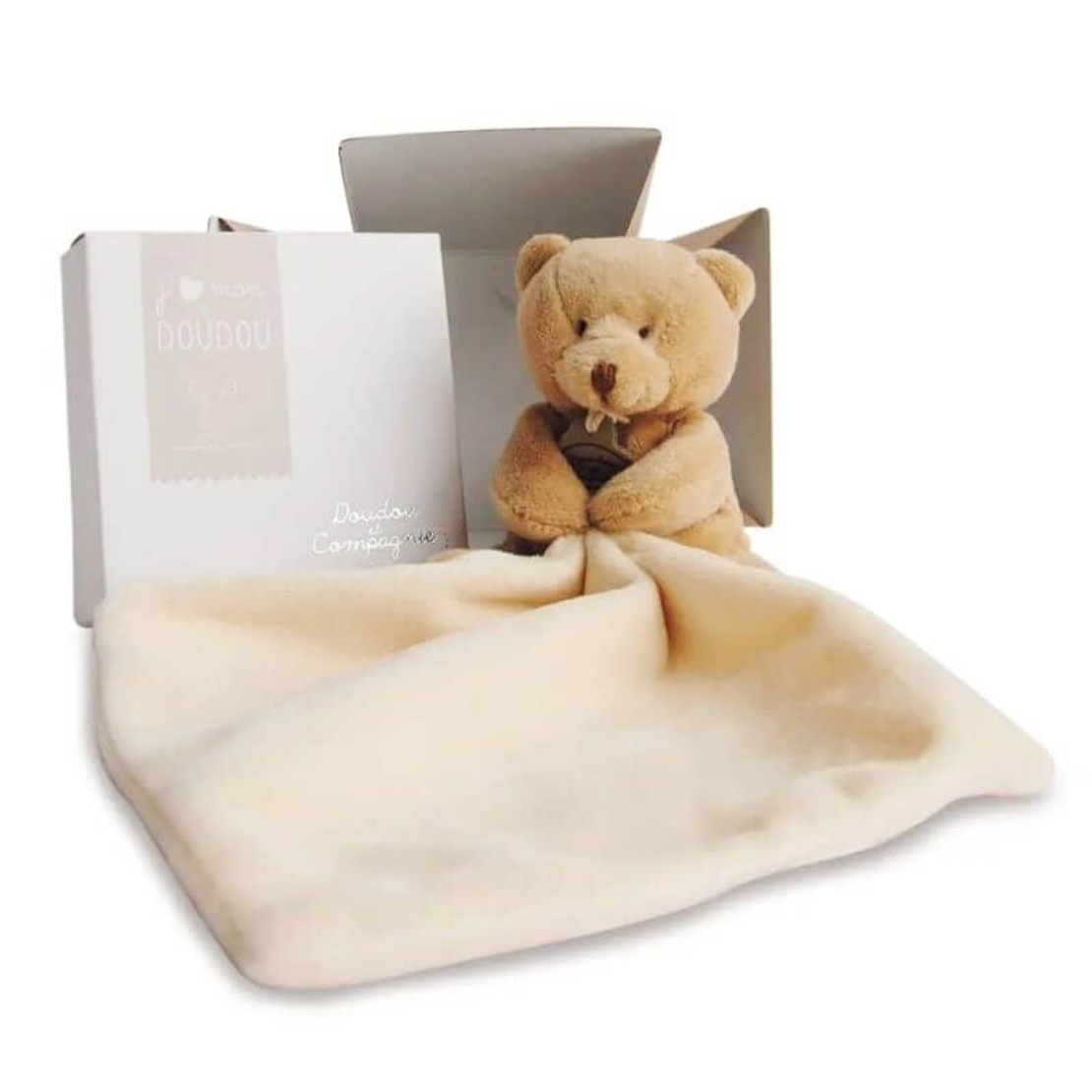 Плюшено мече за гушкане Doudou с кърпичка 10 см, 302