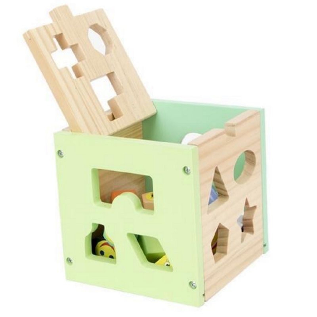 Дървен куб сортер Raya Toys с емотикони