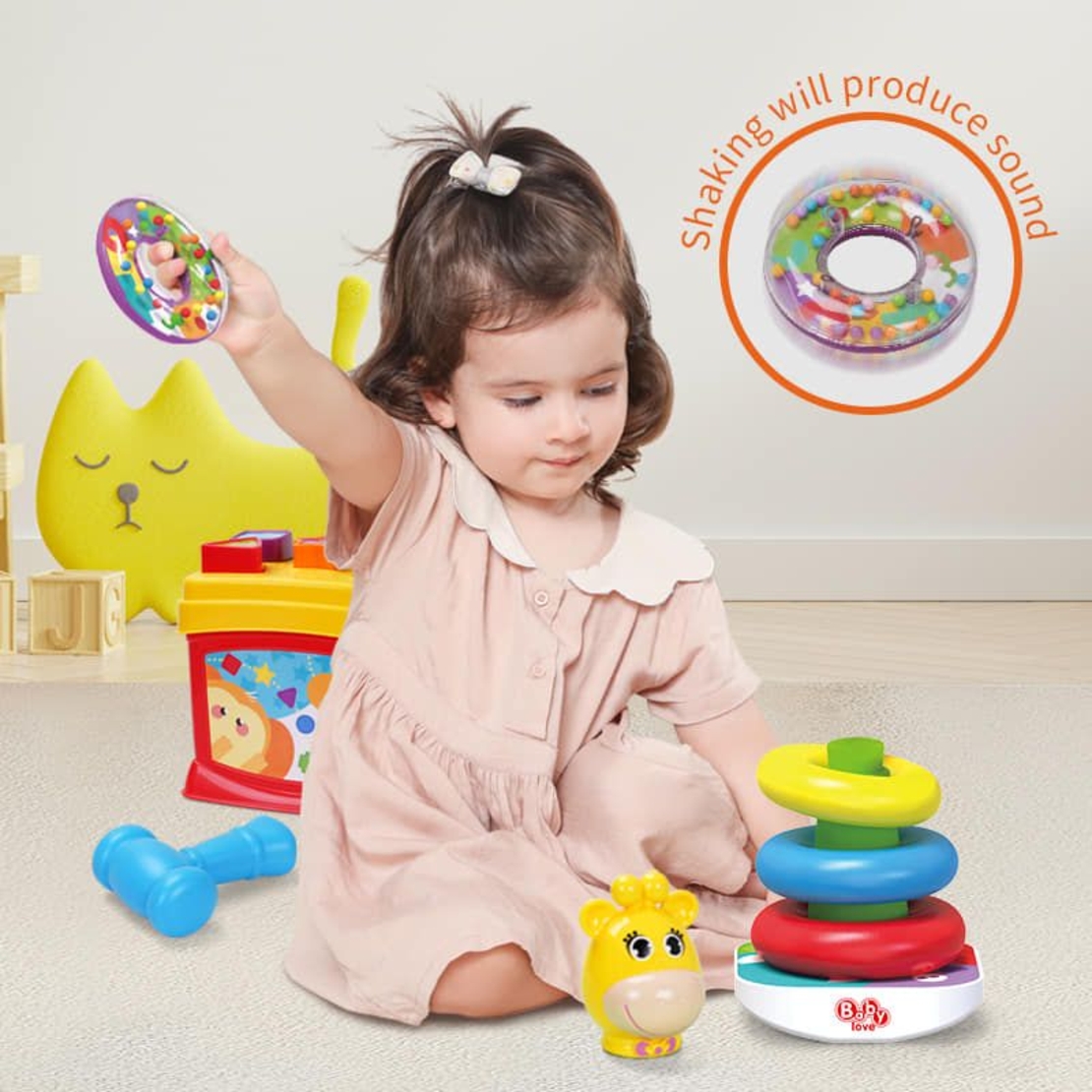 Комплект рингове и форми за сортиране Raya Toys Five Stars, с чукче