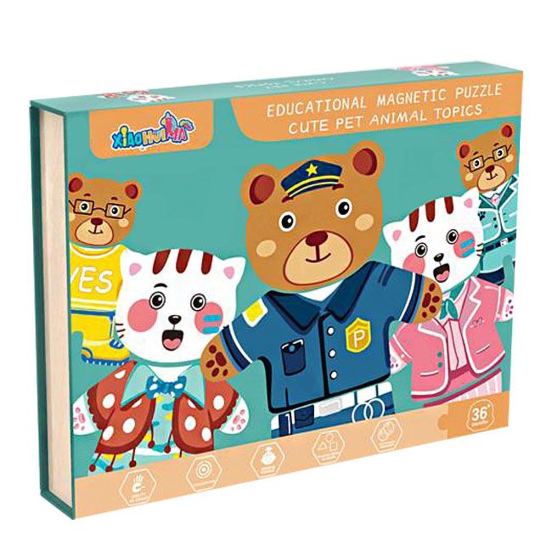 Пъзел магнитен Raya Toys Животни, 29 части
