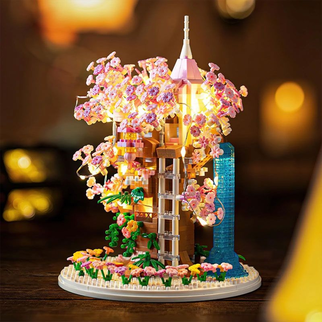 Конструктор Raya Toys Сакура - Небесна къща със светлини с купол, 1382 ч.