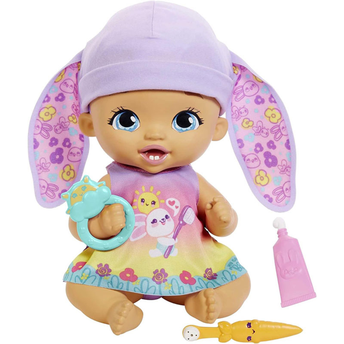 Кукла бебе Mattel My Garden Baby Brush & Smile Little Bunny Baby Зайче с 3 аксесоара, 30 см.